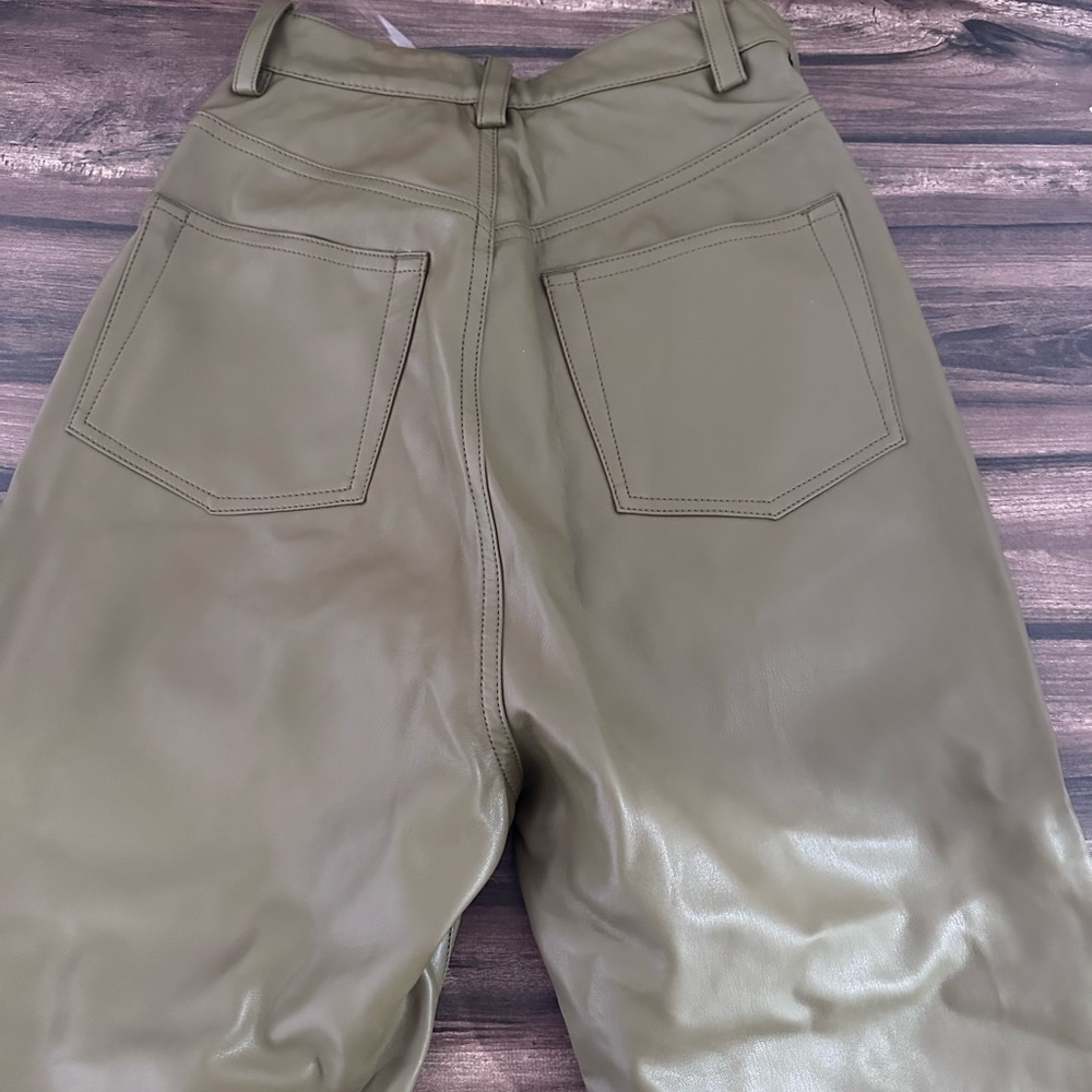 House of CB olive green high waisted leather pants - Picture 3 of 4